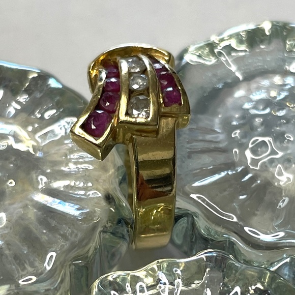 14K Gold Ring of Diamonds & Rubies - Picture 2 of 4